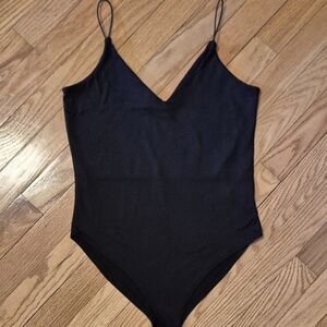 Gaze Women's Size Small Black Spaghetti Strap Bodysuit EUC